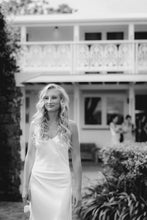 Load image into Gallery viewer, Wedding Dresses, Mini Dresses, Halter Neck, High Neck, Long Sleeve, Satin Dress, Low Back, Wedding Flowers, Ciara Bridal Gown, We Are Mancini Bridal Wear, Wedding Dress, Wedding Separates, Destination Wedding, Luxury Wedding, Beach Wedding, Wedding Dress Two Piece, Top and Skirt, Wedding Nails, Wedding Accessories, Wedding Decor, Paris, Paris Wedding