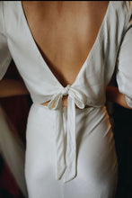 Load image into Gallery viewer, Oasis Tie Back Skirt, We Are Mancini Ready to Wear Bridal, Strapless, Off The Shoulder Top, Crop Top, Maxi Skirt, Bias Cut Skirt, Slip Skirt, Frill Skirt, Midi Skirt, Frill Sleeves, Short Sleeves, Wedding Dress, Wedding Separates, Destination Wedding, Luxury Wedding, Beach Wedding, Wedding Dress Two Piece, Top and Skirt, Wedding Set