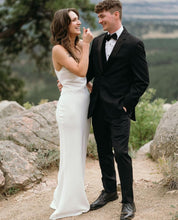 Load image into Gallery viewer, Malo Gown, Wedding Dresses, Mini Dresses, Halter Neck, High Neck, Long Sleeve, Strappy, Cross Back Dress, Backless, Satin Dress, Low Back, Wedding Flowers, We Are Mancini Bridal Wear, Wedding Dress, Wedding Separates, Destination Wedding, Luxury Wedding, Beach Wedding, Wedding Dress Two Piece, Top and Skirt, Wedding Nails, Wedding Accessories, Wedding Decor