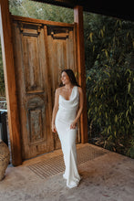 Load image into Gallery viewer, Wedding Dresses, Maxi Dresses, Cowl Neck, Satin Dress, Wedding Flowers, Antonia Gown, We Are Mancini Bridal Wear, Wedding Dress, Wedding Separates, Destination Wedding, Luxury Wedding, Beach Wedding, Wedding Dress Two Piece, Top and Skirt, Wedding Nails, Wedding Accessories, Wedding Decor