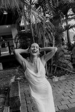 Load image into Gallery viewer, Wedding Dresses, Maxi Dresses, Cowl Neck, Satin Dress, Wedding Flowers, Antonia Gown, We Are Mancini Bridal Wear, Wedding Dress, Wedding Separates, Destination Wedding, Luxury Wedding, Beach Wedding, Wedding Dress Two Piece, Top and Skirt, Wedding Nails, Wedding Accessories, Wedding Decor