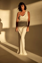 Load image into Gallery viewer, Wedding Dresses, Maxi Dresses, Cowl Neck, Satin Dress, Wedding Flowers, Antonia Gown, We Are Mancini Bridal Wear, Wedding Dress, Wedding Separates, Destination Wedding, Luxury Wedding, Beach Wedding, Wedding Dress Two Piece, Top and Skirt, Wedding Nails, Wedding Accessories, Wedding Decor