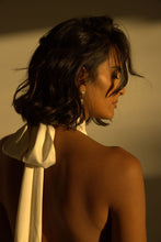 Load image into Gallery viewer, Wedding Dresses, Mini Dresses, Halter Neck, High Neck, Long Sleeve, Satin Dress, Low Back, Wedding Flowers, Brigitte Mini Dress, We Are Mancini Bridal Wear, Wedding Dress, Wedding Separates, Destination Wedding, Luxury Wedding, Beach Wedding, Wedding Dress Two Piece, Top and Skirt, Wedding Nails, Wedding Accessories, Wedding Decor, Wedding Cake