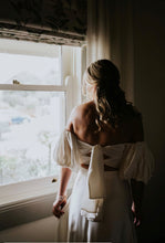Load image into Gallery viewer, Jack and Jill Bridal Top, We Are Mancini Ready to Wear Bridal, Strapless, Off The Shoulder Top, Tulle Blouse, Frill Sleeves, Short Sleeves, Wedding Dress, Wedding Separates, Destination Wedding, Luxury Wedding, Beach Wedding, Wedding Dress Two Piece, Top and Skirt, Wedding Set