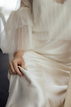 Load image into Gallery viewer, Tulle Blouse, Tulle, Pearls, Frill Sleeves, Long Sleeves, Wedding Dress, Wedding Separates, Destination Wedding, Luxury Wedding, Beach Wedding, Wedding Dress Two Piece, Top and Skirt, Wedding Nails, Wedding Accessories