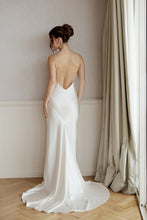 Load image into Gallery viewer, Wedding Dresses, Mini Dresses, Halter Neck, High Neck, Long Sleeve, Satin Dress, Low Back, Wedding Flowers, Ciara Bridal Gown, We Are Mancini Bridal Wear, Wedding Dress, Wedding Separates, Destination Wedding, Luxury Wedding, Beach Wedding, Wedding Dress Two Piece, Top and Skirt, Wedding Nails, Wedding Accessories, Wedding Decor, Paris, Paris Wedding
