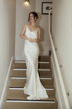 Load image into Gallery viewer, Wedding Dresses, Mini Dresses, Halter Neck, High Neck, Long Sleeve, Satin Dress, Low Back, Wedding Flowers, Ciara Bridal Gown, We Are Mancini Bridal Wear, Wedding Dress, Wedding Separates, Destination Wedding, Luxury Wedding, Beach Wedding, Wedding Dress Two Piece, Top and Skirt, Wedding Nails, Wedding Accessories, Wedding Decor