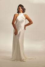 Load image into Gallery viewer, Wedding Dresses, Maxi Dresses, Halter Neck, Satin Dress, Low Back, Wedding Flowers, Phoebe Bridal Gown, We Are Mancini Bridal Wear, Wedding Dress, Wedding Separates, Destination Wedding, Luxury Wedding, Beach Wedding, Wedding Dress Two Piece, Top and Skirt, Wedding Nails, Wedding Accessories, Wedding Decor