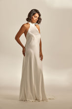 Load image into Gallery viewer, Wedding Dresses, Maxi Dresses, Halter Neck, Satin Dress, Low Back, Wedding Flowers, Phoebe Bridal Gown, We Are Mancini Bridal Wear, Wedding Dress, Wedding Separates, Destination Wedding, Luxury Wedding, Beach Wedding, Wedding Dress Two Piece, Top and Skirt, Wedding Nails, Wedding Accessories, Wedding Decor