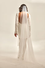 Load image into Gallery viewer, Issey Veil, We Are Mancini Bridal Wear, Wedding Veil, Veil Design, Sheer Veil, Lace Veil, Low Back, Long Sleeves, Wedding Dress, Wedding Separates, Destination Wedding, Luxury Wedding, Beach Wedding, Wedding Dress Two Piece, Top and Skirt, Wedding Nails, Wedding Accessories, Wedding Decor