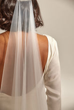 Load image into Gallery viewer, Issey Veil, We Are Mancini Bridal Wear, Wedding Veil, Veil Design, Sheer Veil, Lace Veil, Low Back, Long Sleeves, Wedding Dress, Wedding Separates, Destination Wedding, Luxury Wedding, Beach Wedding, Wedding Dress Two Piece, Top and Skirt, Wedding Nails, Wedding Accessories, Wedding Decor