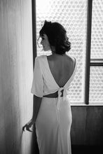 Load image into Gallery viewer, Oasis Tie Back Skirt, We Are Mancini Ready to Wear Bridal, Strapless, Off The Shoulder Top, Crop Top, Maxi Skirt, Bias Cut Skirt, Slip Skirt, Frill Skirt, Midi Skirt, Frill Sleeves, Short Sleeves, Wedding Dress, Wedding Separates, Destination Wedding, Luxury Wedding, Beach Wedding, Wedding Dress Two Piece, Top and Skirt, Wedding Set