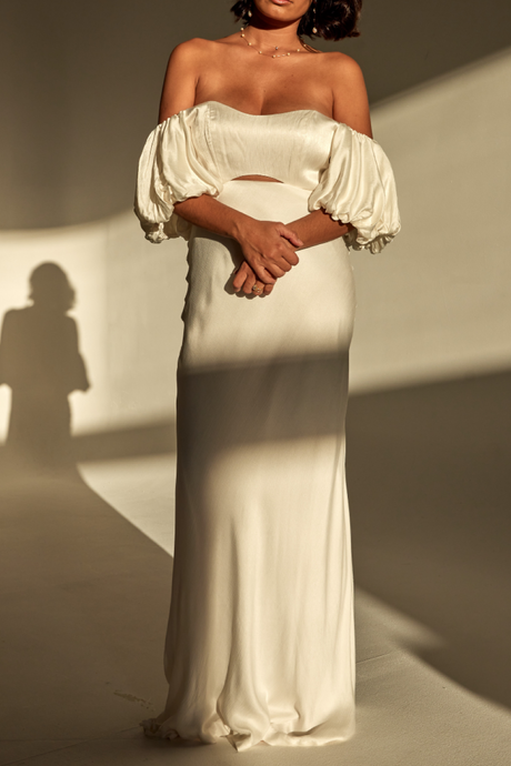 Jack and Jill Bridal Top, We Are Mancini Ready to Wear Bridal, Strapless, Off The Shoulder Top, Tulle Blouse, Frill Sleeves, Short Sleeves, Wedding Dress, Wedding Separates, Destination Wedding, Luxury Wedding, Beach Wedding, Wedding Dress Two Piece, Top and Skirt, Wedding Set 