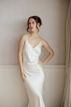 Load image into Gallery viewer, Wedding Dresses, Mini Dresses, Halter Neck, High Neck, Long Sleeve, Satin Dress, Low Back, Wedding Flowers, Ciara Bridal Gown, We Are Mancini Bridal Wear, Wedding Dress, Wedding Separates, Destination Wedding, Luxury Wedding, Beach Wedding, Wedding Dress Two Piece, Top and Skirt, Wedding Nails, Wedding Accessories, Wedding Decor