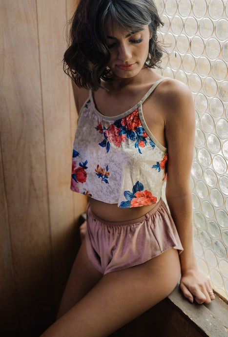 We Are Mancini Ready to Wear Bridal, Iggy Cami Top, Satin, Floral, Velvet, Bridal Intimates, Bridal Underwear, Bridal Pyjamas, Wedding Nightwear, Nightgown, Wedding Night Wear Image, Wedding Present, Wedding Gift, Destination Wedding, Honeymoon

